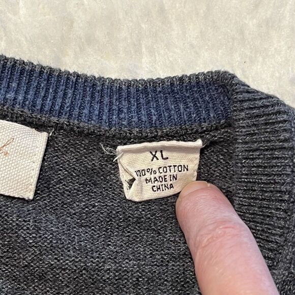 Weatherproof Vintage Mens Gray V-Neck Sweater 100% Cotton Sz XL - Picture 6 of 12